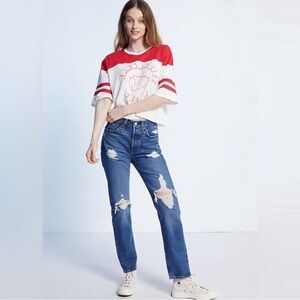 Levi’s High Rise Straight Leg Denim Distressed Jeans